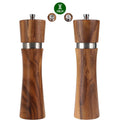 Acacia Wood 8 Inch Manual Salt and Pepper Grinder Set 2-Piece Mill Kit (Salt Pepper Mill)
