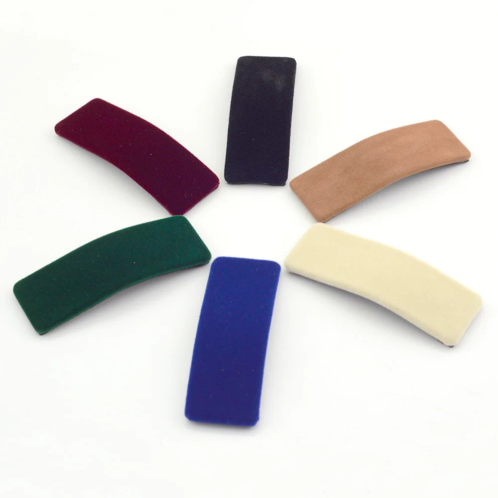 8cm Large Rectangle Velvet Hairpins Plush Fabric Covered Metal Snap Clips for Women Winter Hair Barrettes