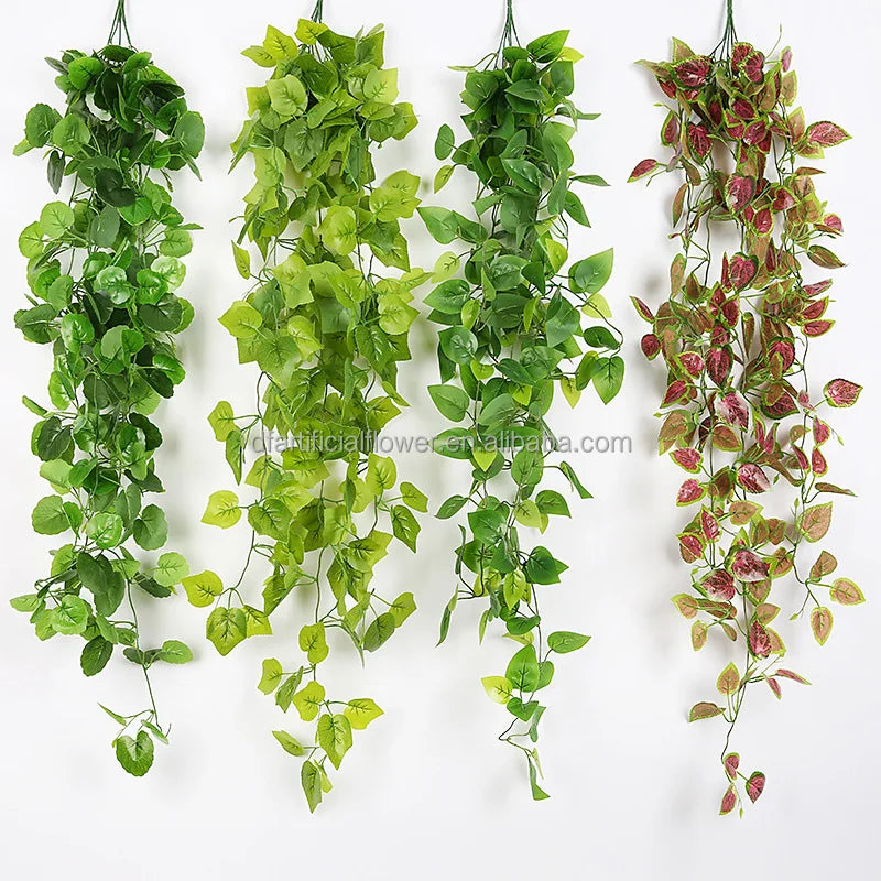 Factory Supply Plastic Artificial Ivy Vine Hanging Leaves Plant Greenery Decoration Garden Living Room Club Bar Decorated