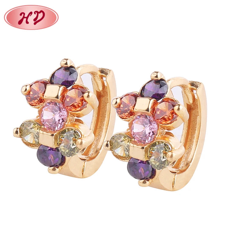 Wholesale 18K Gold Plating Huggie Earrings Trendy Korean Gemstone for Wedding Party Gift