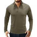 2023 Autumn Winter Men's Chinese Style Long-Sleeved Solid Color Stand-Up Collar Eco-Friendly Cotton Blend T-Shirt Wholesale