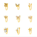 2022 New Trendy Luxury 20 Styles Arrow butterfly Crown Bee love Heart Gold Plated U Shape Non Piercing Nose Rings