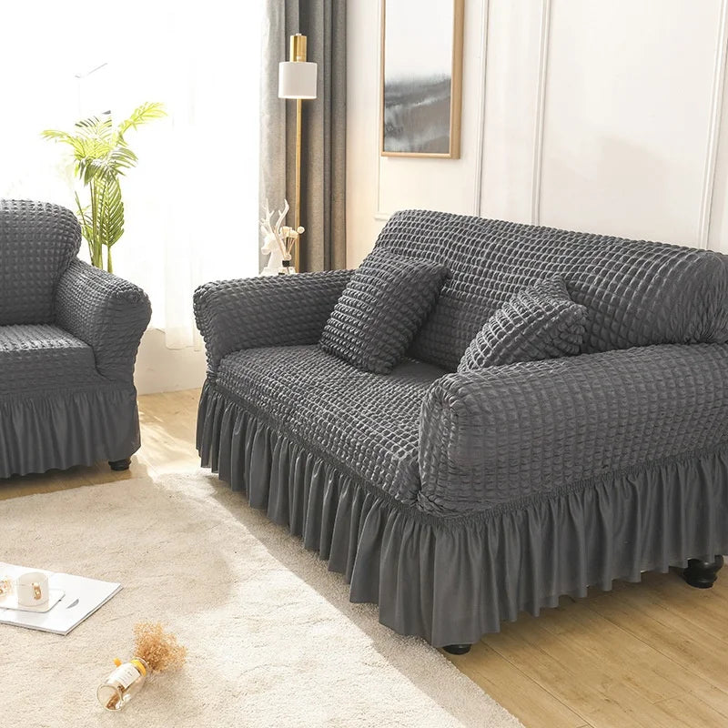 New Fashion All-Inclusive Universal 2 Seater Sofa Cushion Covers Non-Slip Stretch Elastic Seersucker for Home Textile Use