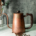 100% Pure Copper  Gooseneck Coffee Tea Kettle Rose Wood Handle and Knob Handmade with Lid
