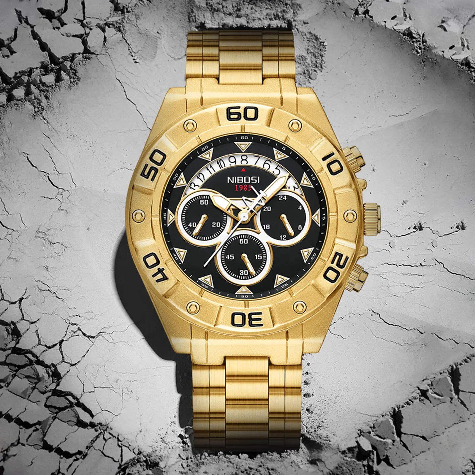 NIBOSI 2578 Customization Logo Men Watch Luminous Hands Stainless Steel Band Wristwatch OEM Quartz Watches