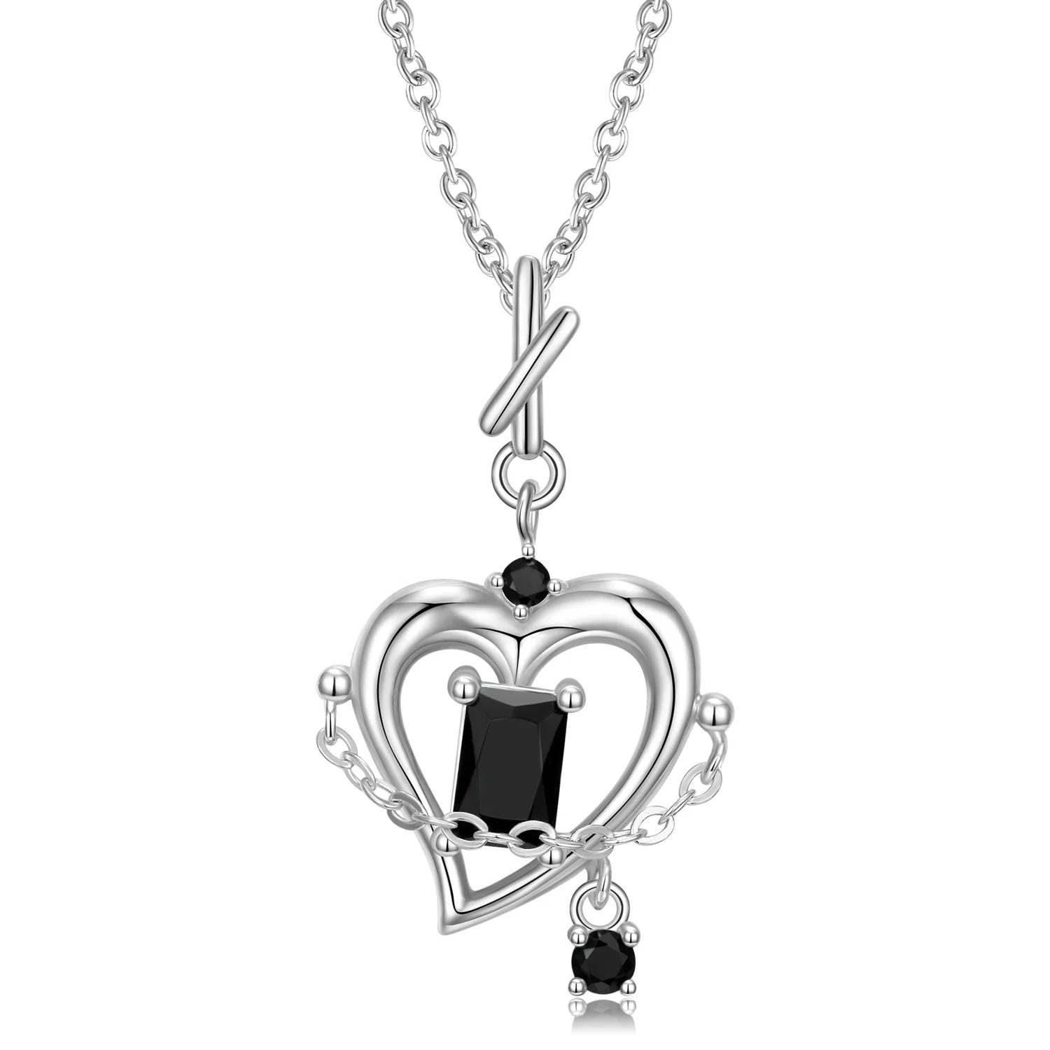 Chain Hollow Heart Shape Pendants for Necklace Authentic 925 Sterling Silver Necklaces Jewelry with CZ Fine Women Jewelry Gift