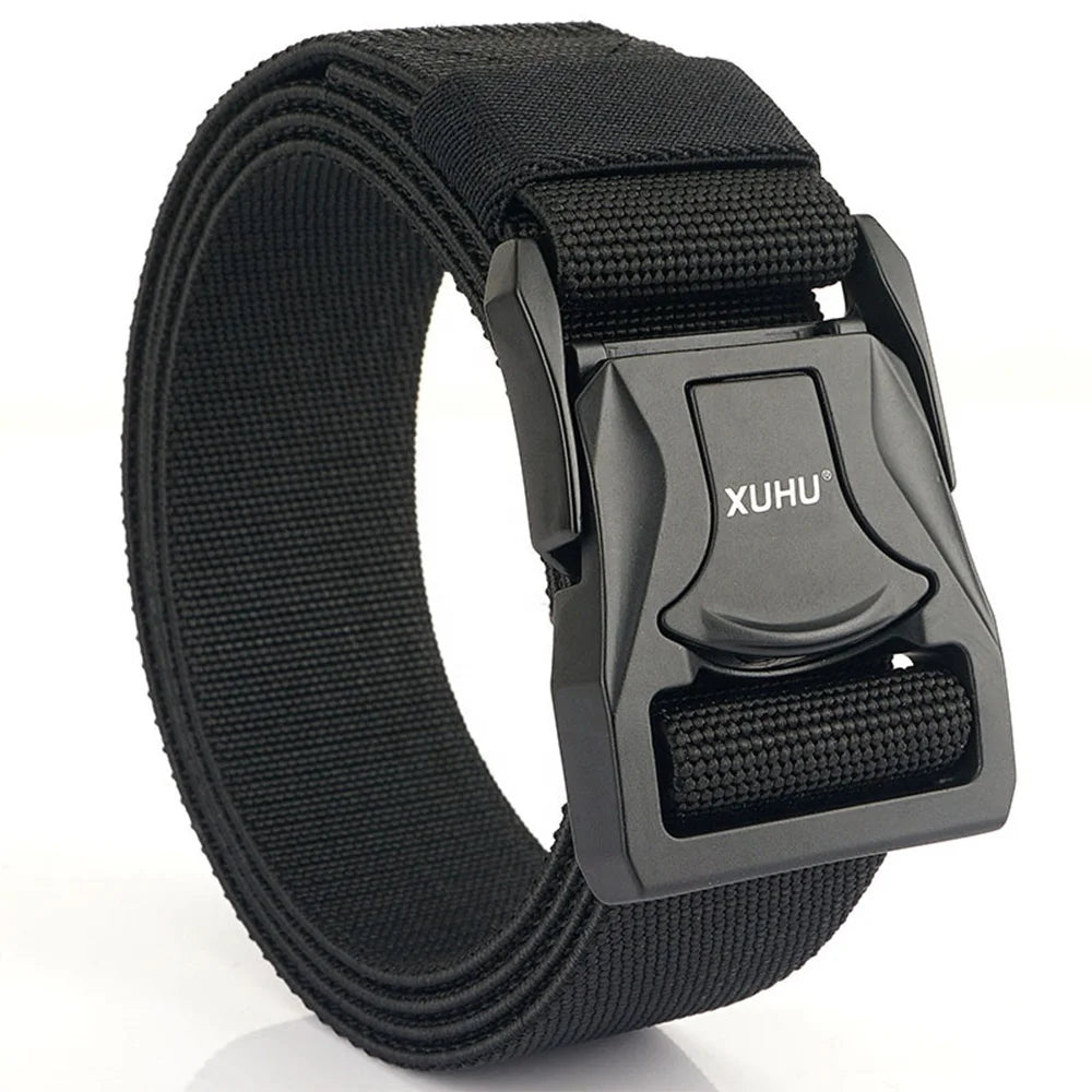 Customized Logo TUSHI Tactical Belt-6 Outdoor Leisure Sports Elastic Nylon Fabric Alloy Automatic Buckle Customizable Size