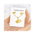 Wholesale Stainless Steel Necklace and Earrings Set Geometry Heart Design Alloy Jewelry for Women for Anniversary