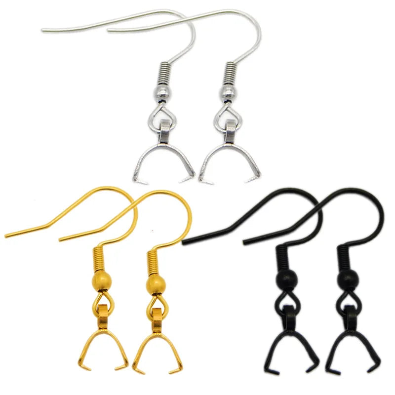 Gold Silver Black DIY Jewelry Accessories Earring Findings Hardware Metal Earrings Hook With Pendant Bails