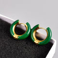2022 Fashion New Stainless Steel 18K Gold Texture Light Luxury Color Handmade Enamel Earrings Spot Wholesale