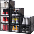 Stackable PP Injection Molded Rectangle Closet Storage Container Shoebox Hinge Lid Transparent Eco-Friendly Foldable Organizer