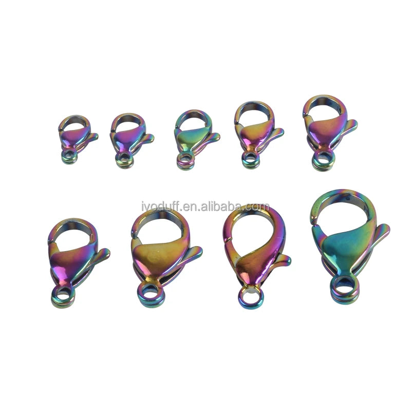 Unique Design Ivoduff Supply 9mm/10mm Rainbow Jewelry Hooks Keychain Bracelet Necklace Jewelry Making Findings