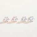 ZHILIAN 925 Sterling Silver Jewelry Rose Gold  Color Zirconia Crystal Studs Earrings for Women