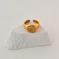 Dazan Autumn Winter New Ins Trendy 18k PVD Gold Plated Stainless Steel Threaded Vintage Ring Lady Elegant Thanksgiving Jewelry