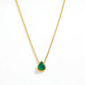 Fenny Wholesale 18K PVD Plated High End No Fade Elegant Luxury Green Agate Waterdrop Pendant Stainless Steel Necklace for Women