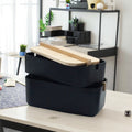 Biodegradable Stackable Compartments  Bamboo Fiber Cotton Swabs Makeup Storage Box Desk Bathroom Collection Organizer Holder