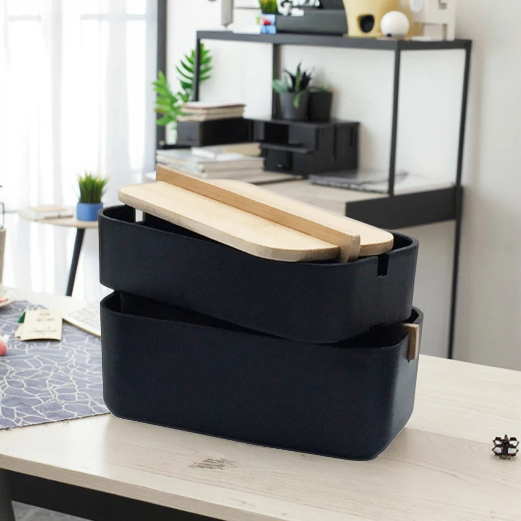 Biodegradable Stackable Compartments  Bamboo Fiber Cotton Swabs Makeup Storage Box Desk Bathroom Collection Organizer Holder