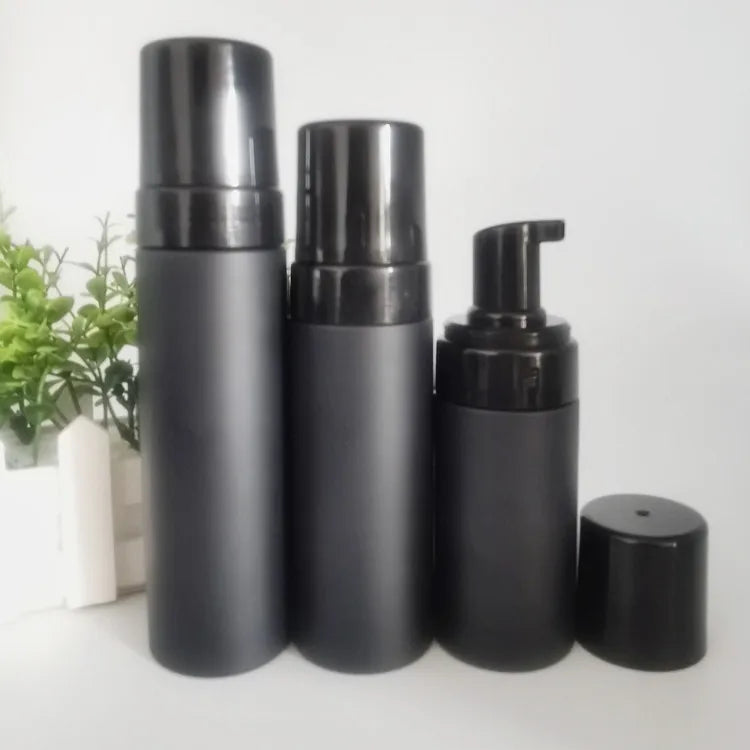 Matte Black Luxury Frosted Foaming Pump Bottle 100ml 120ml 150m 200ml Tanning Mousse Foaming Face Wash Bottle