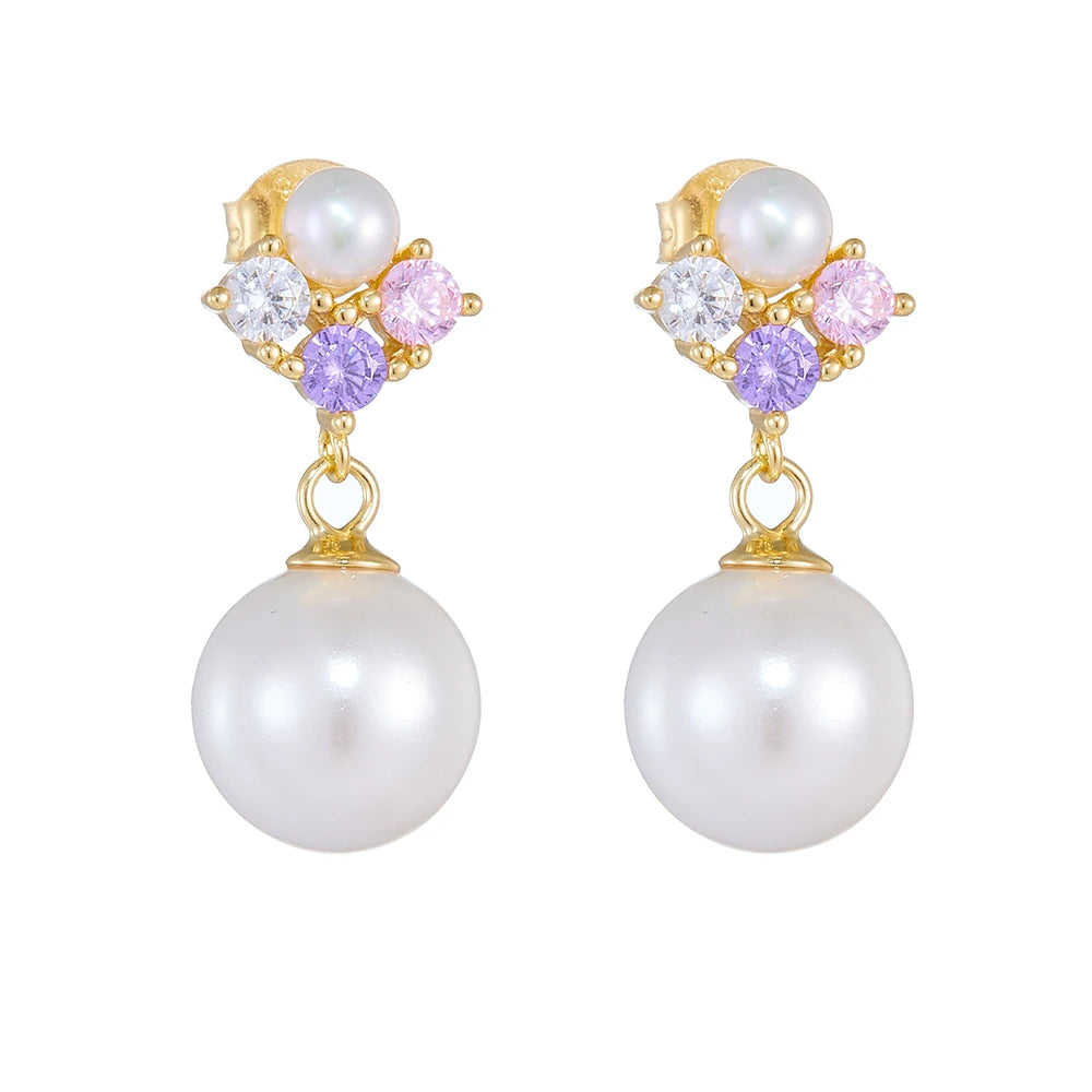 Zircon 925 Sterling Silver Mother of Pearl Jewelry Set Perfect Gifts Drop Stud Earrings for Women
