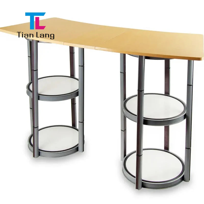 TianLang TL-PLF-120 Folding Promotion Spiral Twister Tower Counter Display Showcase for Exhibition