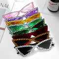 Factory Price Cat Eye Sunglasses Kids Heart-Shaped Candy Colour Diamond Crystal Sun Glasses Small Eyewear Black Red for Summer