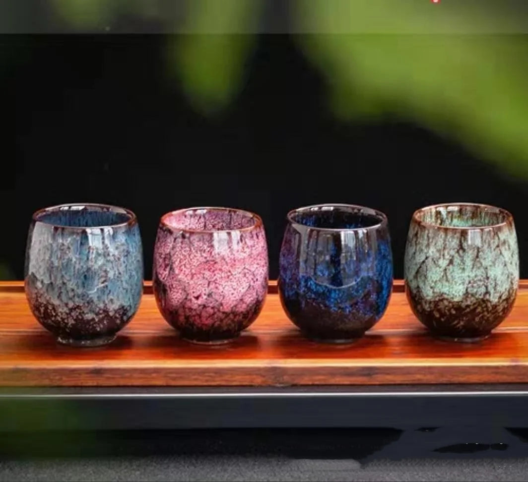MSH Handmade 170ml Arabic Style Ceramic Espresso Cups with Kiln Change Glaze for Cafe