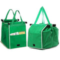 Custom Foldable Portable Green Non-Woven Tote Handbag with Trolley Clip Large Reusable Shopping Cart for Grocery Promotions