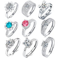 RINNTIN SMR Wedding Joyeria 925 Sterling Silver Shiny Moissanite Ring for Women
