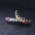 European and American Hip Hop 8 Teeth Microinlaid Zircon Single Row Lower Teeth Gold Braces Teeth Grills Cross Border Jewelry