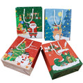 2022 New Design Hotly Sold 4 Design Mix Christmas Gift Goodie Paper Bag With White Handle  for Christmas Party Gifts Packaging