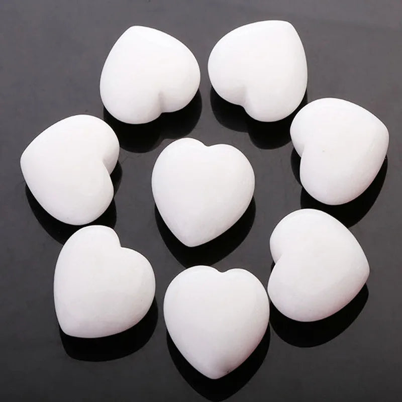 DIY Wholesale Natural Reiki Gemstone Crystals Healing Stone Folk Crafts Mixed White Jade Heart
