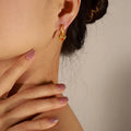 2024 New French Retro Style Ear Clip Weight Colored Glaze Heart Earrings Special-Interest Design Earrings for Girls