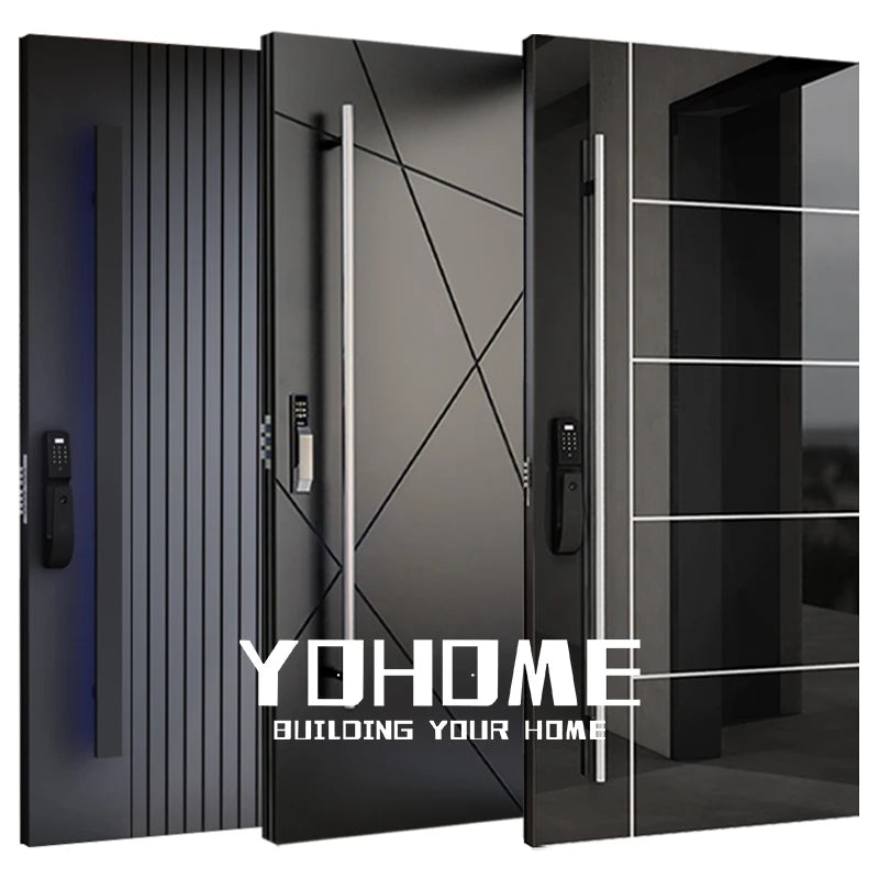 Turkish Style Steel Security Metal Doors Exterior Steel Armored Door Design Modern Pivot Entrance Door for Villa