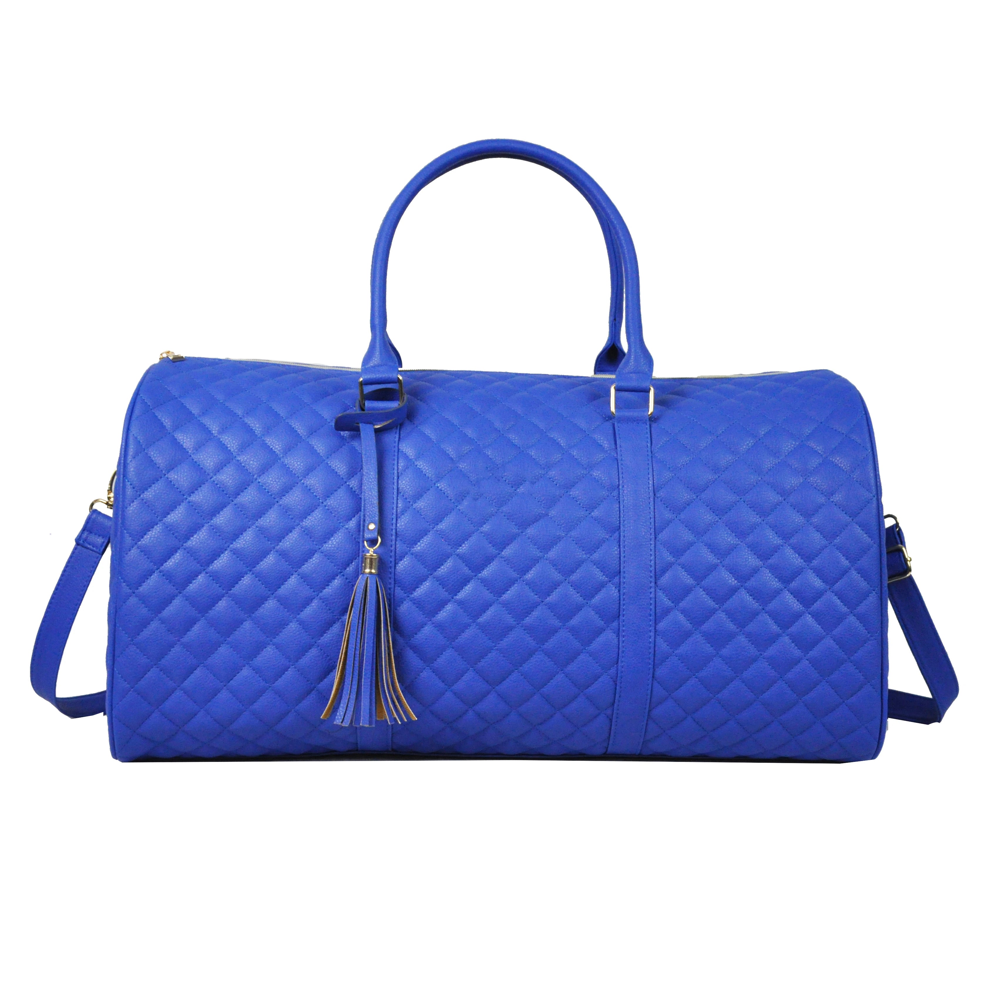 Women's Fashion Cartoon Print Good Quality Free Sample Quilted Litchi PU Leather Weekender Travel Duffel Bag