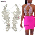 WRA-1006 Keering Handmade Iron on Patches Beautiful Rhinestone Beaded Appliques for Wedding Dresses