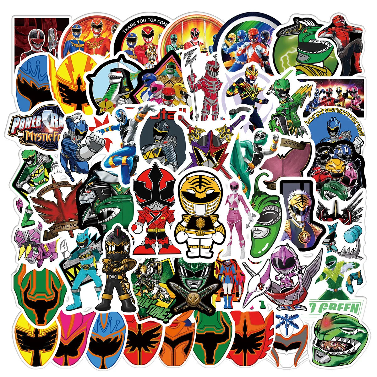 50Pcs Anime Power Rangers Decorative Stickers for Girl Kids Suitcase Laptop Bike Guitar Water Bottle Skateboard Vinyl PVC Decals