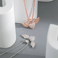 New Design Diamond Rhinestone Angel Wing Heart Necklace for Women Girls Valentine Day Gift