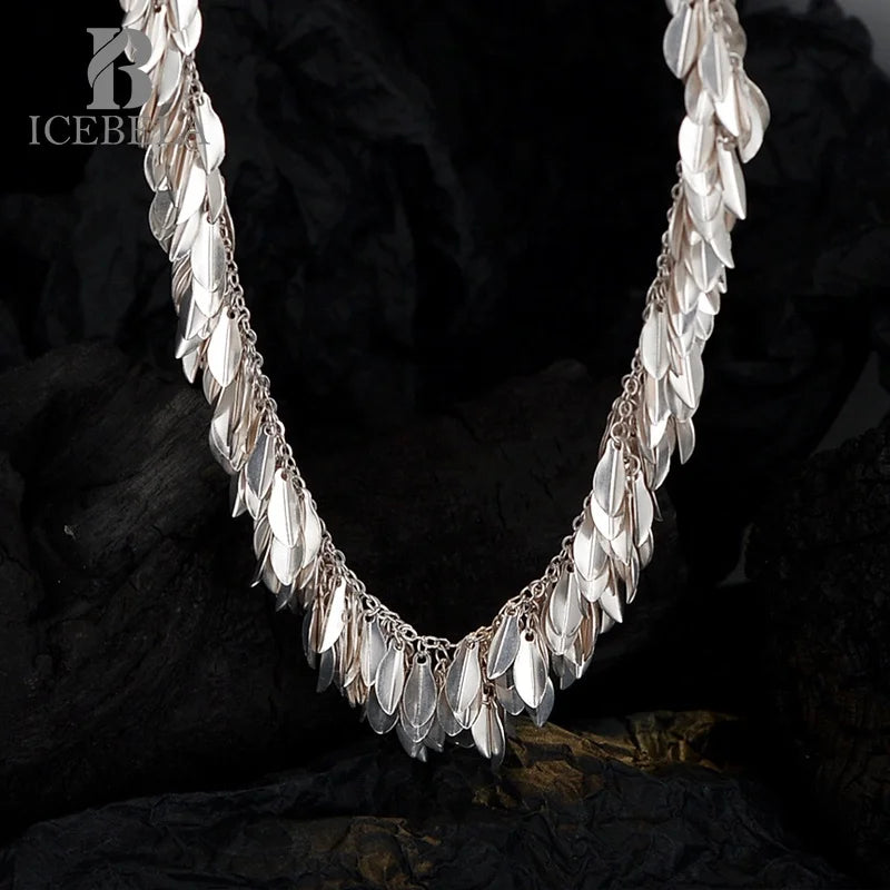 ICEBELA Jewelry 925 Sterling Silver Swinggrass Collection Cascading Necklace Jewelry Chocker Grass Skirt Necklace