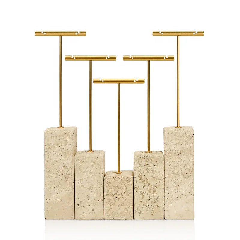 Top Quality Gold T bar Stone Jewelry Displays Stands Earring Holders Display Stands