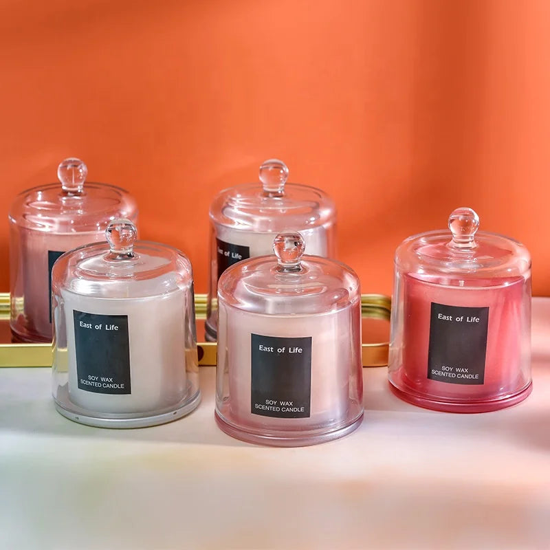 Luxury Romantic Scented Candle Jars Glass With Lids Essential Oil Soy Wax Candles Custom Private Label