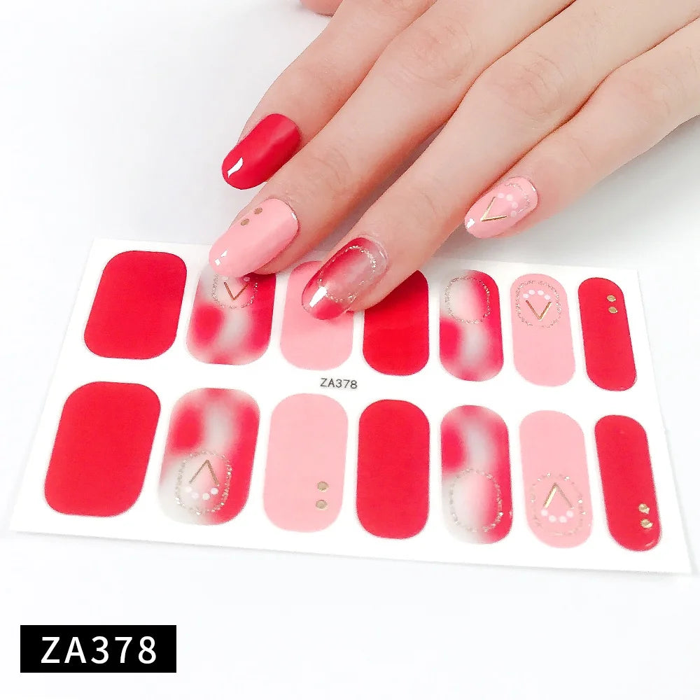 Wholesale Korean Customizable Non-Toxic 14 Strip Nail Sticker Wraps OEM Nail Stickers for Personalized Design