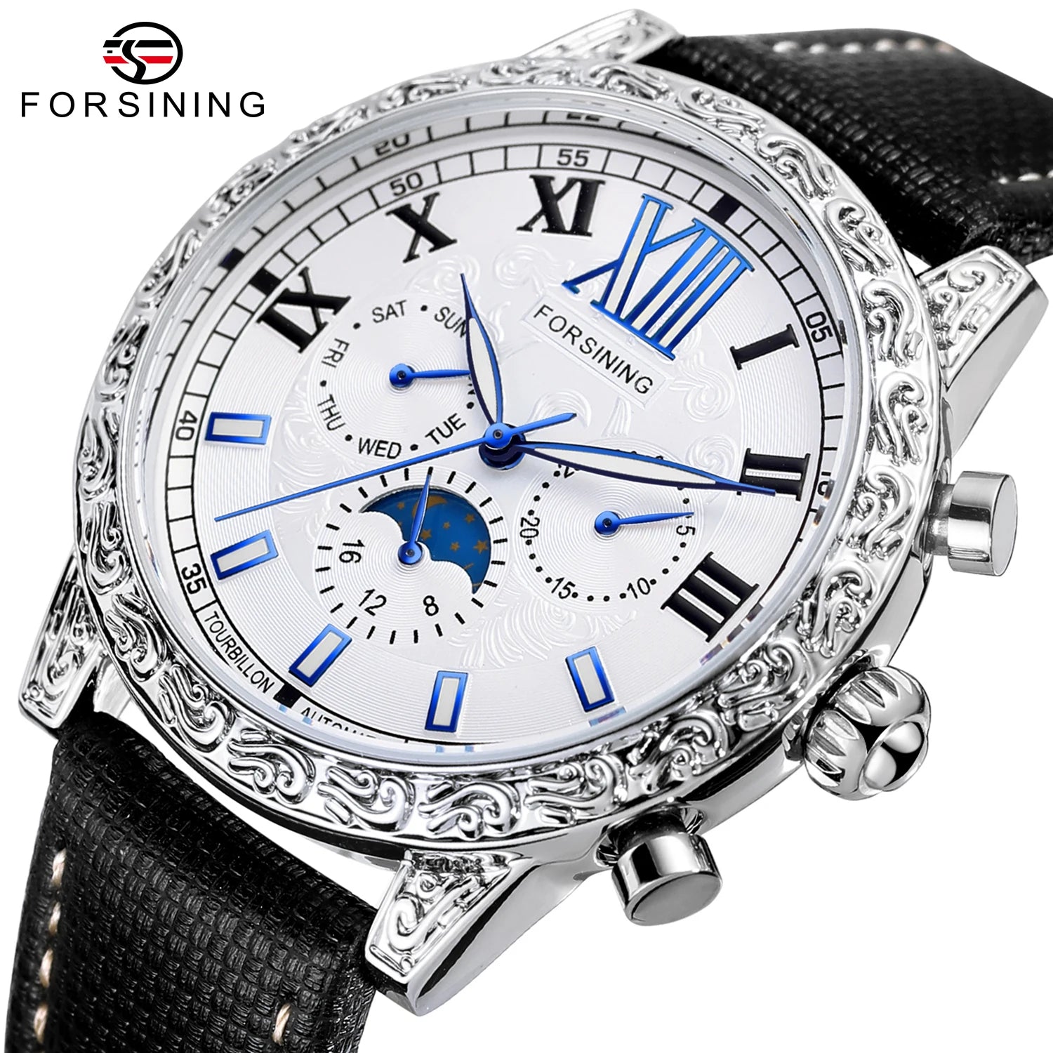 Forsining Watches Reloj Para Hombre Luxury Men Genuine Leather Strap Automatic Mechanical Watch