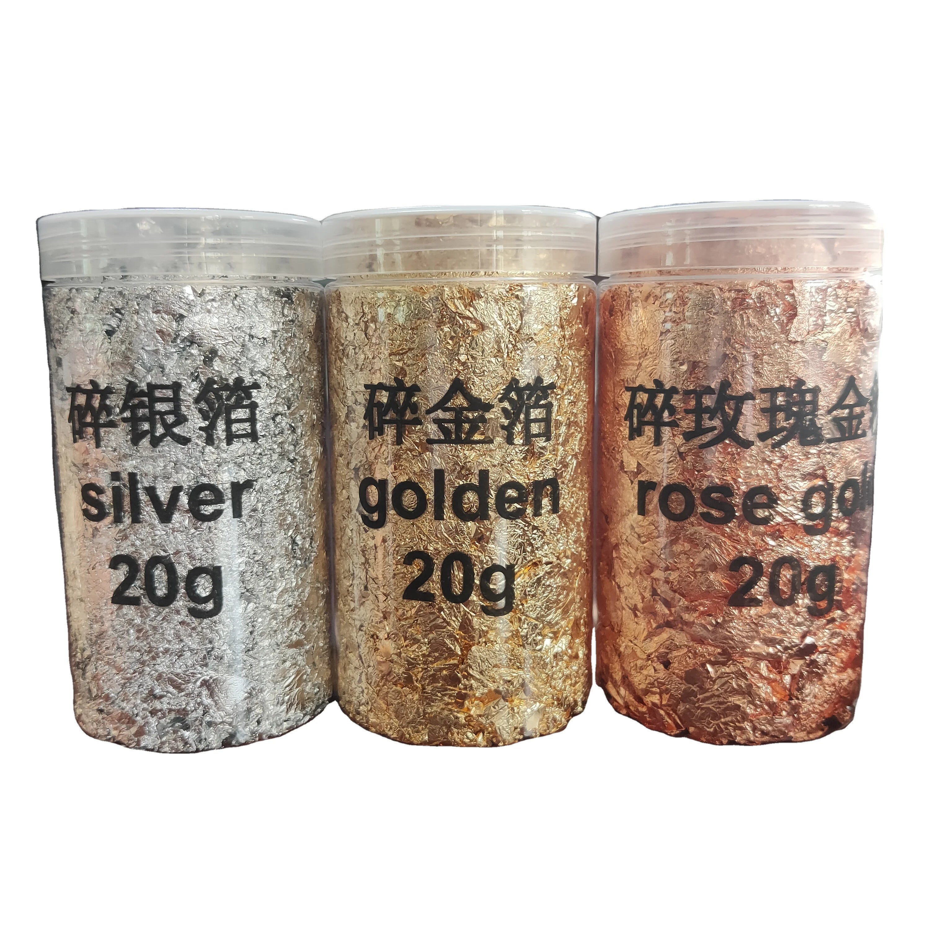 Gold Leaf Sheet Flake for Gilding Decoration Foil Flake 2gr-20gr Set Fashion Popular Gold and Silver Foil Flakes