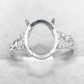 Sterling Silver 9*11mm Semi Mount Ring Empty Frame Blank Support Claws Setting S925 Base Holder Without Center Stone for Inlay