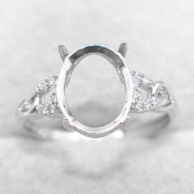 Sterling Silver 9*11mm Semi Mount Ring Empty Frame Blank Support Claws Setting S925 Base Holder Without Center Stone for Inlay