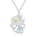 New Arrival S925 Sterling Silver Daisy Firefly Moonstone Pendant Necklace for Women