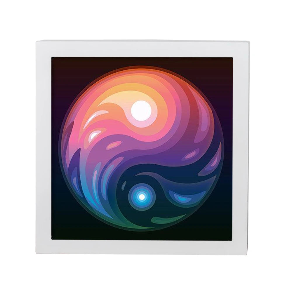 Custom Wall Picture Square Frame Taiji Yin Yang 3D Night Light Wall Lights Indoor Modern Decorations for Home Wall Arts