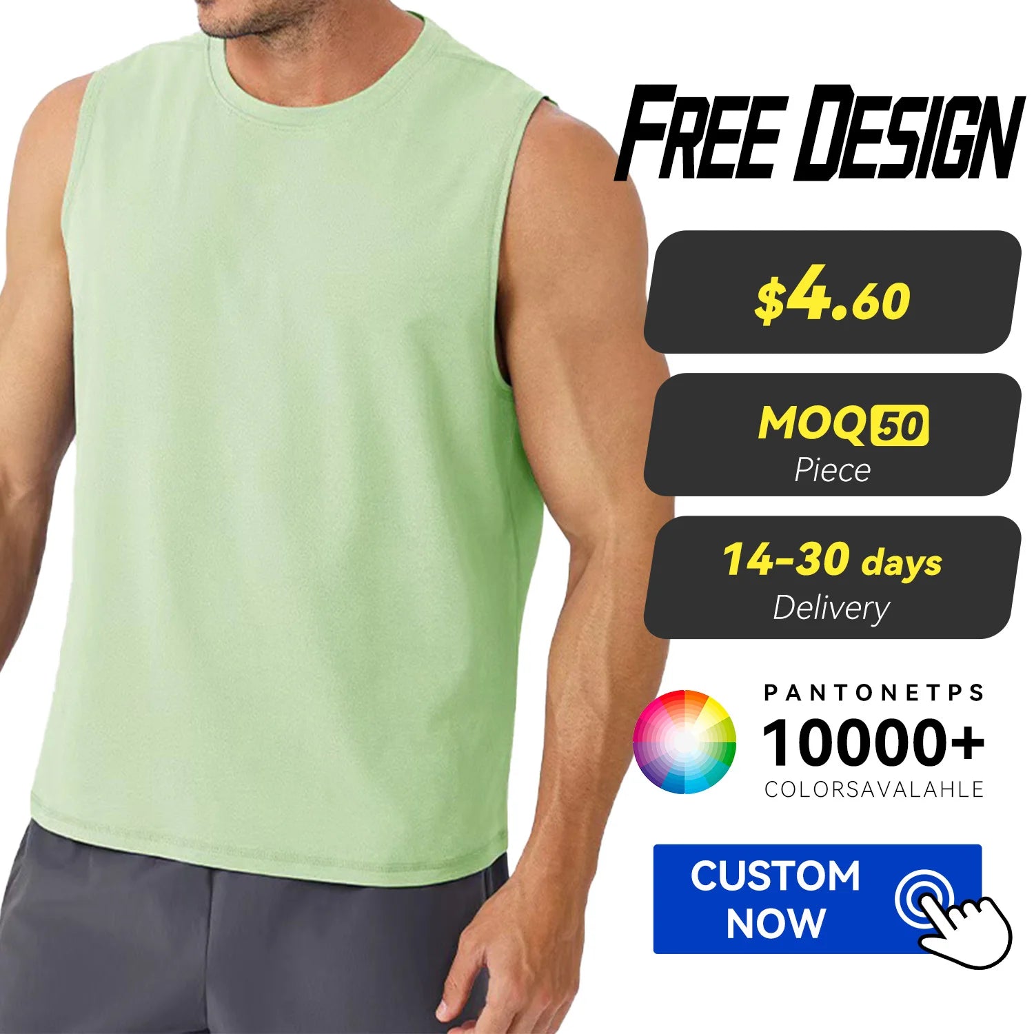 Wholesale Custom Quicky Dry Breathable Men's Tank Top Sleeveless Workout T-Shirts Outdoor Running Loose Sweat-wicking Gym Vest