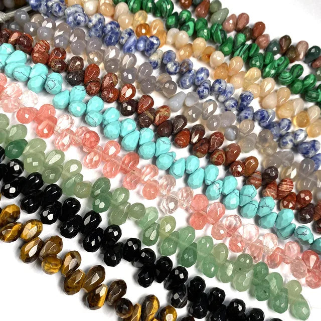 Wholesale 8*12mm Faceted Water Drop Shape Loose Spacer Beads Stone Beads for Jewelry Making DIY Bracelet MegaBDM