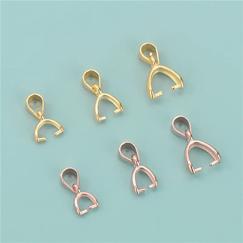 925 Sterling Silver Pendant Bail Connection Pendant Pinch Bails for Clasp Necklace Parts Making Jewelry Components